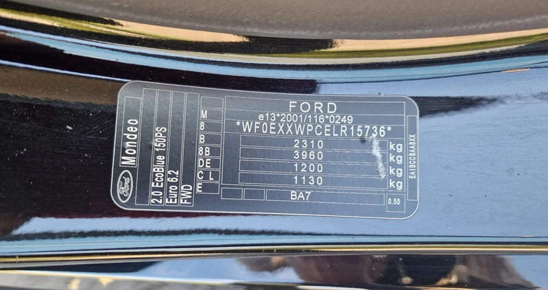 Ford Mondeo cena 87000 przebieg: 99999, rok produkcji 2020 z Warszawa małe 497